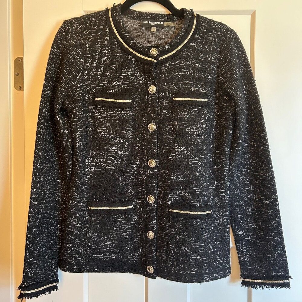 KARL LAGERFELD Chanel Style Tweed Button Up Jacket - Picture 1 of 4